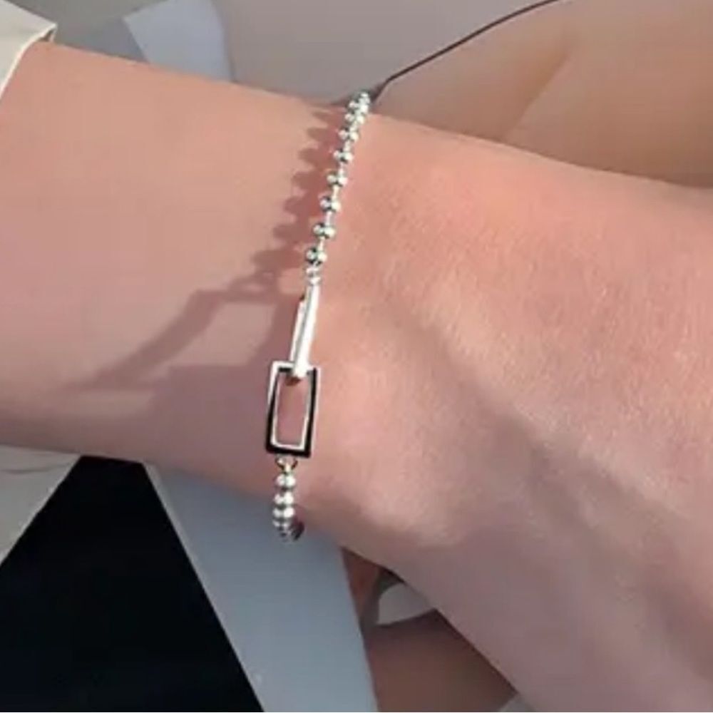 The Cuffing Season Squared Silver Bracelet stamped 925